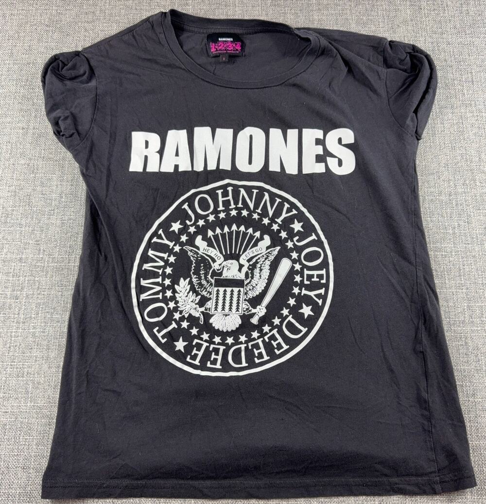 Ramones Womens Small Black Graphic Tee Johnny Joey Dee Dee Punk Rock Shirt
